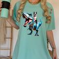 Boston Terrier Riding T-Rex Dinosaur Dog Lover Women's Comfort Colors T-Shirt Chalky Mint