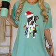 Boston Terrier Santa Christmas Lights Xmas Dog Lover Men Women Kids Women's Comfort Colors T-Shirt Chalky Mint