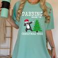 Boston Terrier Santa Hat Dabbing Around The Christmas Tree Women's Comfort Colors T-Shirt Chalky Mint