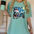 Boston Terrier Santa Starry Night Van Gogh Christmas Dog Men Women Kids Women's Comfort Colors T-Shirt Chalky Mint
