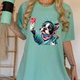 Boston Terrier Selfie Statue Of Liberty 4th Of July American Women's Comfort Colors T-Shirt Chalky Mint