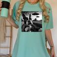 Boston Terrier Graphic Selfie With UFOs Weird Aliens Women's Comfort Colors T-Shirt Chalky Mint