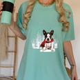 Boston Terrier In The Snow Merry Christmas Winter Women's Comfort Colors T-Shirt Chalky Mint