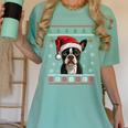 Boston Terrier Ugly Christmas Sweater Xmas For Adults Kids Women's Comfort Colors T-Shirt Chalky Mint
