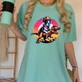 Boston Terrier Wearing A Cowboy Hat On T-Rex Women's Comfort Colors T-Shirt Chalky Mint