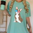 Brindle Boston Terrier Dog Patriotic Shirt USA Flag Women's Comfort Colors T-Shirt Chalky Mint