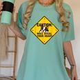 Caution Sign Boston Terrier Dog Bostie Puppy Women's Comfort Colors T-Shirt Chalky Mint