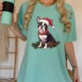 Cute Boston Terrier Dog Christmas Merry X-Mas Graphic Women's Comfort Colors T-Shirt Chalky Mint