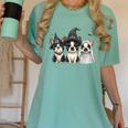 Cute Halloween Boston Terrier Dogs Witch Hat Ghost Dog For Men Women Kids Women's Comfort Colors T-Shirt Chalky Mint