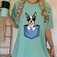 Cute Pocket Boston Terrier Lover Dog Mom Women's Comfort Colors T-Shirt Chalky Mint