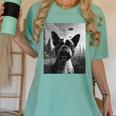 Dog Mom Dad Alien Selfie Boston Terrier UFO For Men Women Women's Comfort Colors T-Shirt Chalky Mint