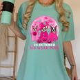 Ghost And Witch Boston Terrier Dog In October We Wear Pink Women's Comfort Colors T-Shirt Chalky Mint