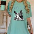 Love Is Boston Terrier Bostie Women's Comfort Colors T-Shirt Chalky Mint