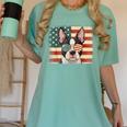 Patriotic Boston Terrier Dog Lover USA Flag 4th Of July For Men Women Kids Women's Comfort Colors T-Shirt Chalky Mint