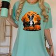 Pumpkin Boston Terrier Costume On Boston Terrier Halloween Women's Comfort Colors T-Shirt Chalky Mint