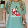 Santa Ugly Christmas Tree Lights Boston Terrier Dog Lover Women's Comfort Colors T-Shirt Chalky Mint