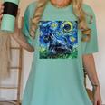 Scottish Terrier Starry Night Scotty Dog Art By Aja Women's Comfort Colors T-Shirt Chalky Mint