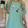 Skeleton Chasing Dog Boston Terrier Halloween Pet Lover Women's Comfort Colors T-Shirt Chalky Mint