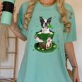 St Patrick's Day Leprechaun Boston Terrier Dog Shamrock For Men Women Kids Women's Comfort Colors T-Shirt Chalky Mint