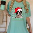 Ugly Xmas Sweater Santa Boston Terrier Dog Christmas For Men Women Kids Women's Comfort Colors T-Shirt Chalky Mint