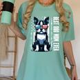 USA Flag Boston Terrier Best Dog Mom Ever 2025 Women's Comfort Colors T-Shirt Chalky Mint