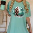 Whimsical Forest Adventures Sasquatch Bigfoot Walking Boston Terrier Dog Lovers Women's Comfort Colors T-Shirt Chalky Mint
