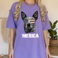 4th July Blue Heeler Dog Merica Patriotic USA Flag Cute Women's Comfort Colors T-Shirt Violet