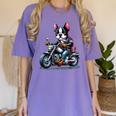 Biker Boston Terrier Dog Riding Motorbike Women's Comfort Colors T-Shirt Violet