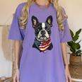 Boston Terrier American Flag Women's Comfort Colors T-Shirt Violet