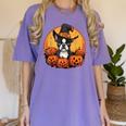 Boston Terrier Bostie Dog Breed Pet Halloween Pumpkins Women's Comfort Colors T-Shirt Violet