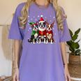 Boston Terrier Christmas Dogs Santa Reindeer Elf Women's Comfort Colors T-Shirt Violet