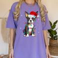 Boston Terrier Christmas Santa Hat Tree Lights Pajama Women's Comfort Colors T-Shirt Violet