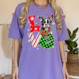 Boston Terrier Christmas Tree Lights Santa Dog Xmas For Men Women Kids Women's Comfort Colors T-Shirt Violet