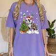 Boston Terrier Christmas Tree Lights Santa Hat Women's Comfort Colors T-Shirt Violet