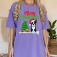 Boston Terrier Christmas Tree Lights Xmas Dog Lover Women's Comfort Colors T-Shirt Violet