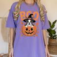 Boston Terrier Costume On Pumpkin Halloween Boston Terrier Women's Comfort Colors T-Shirt Violet