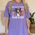 Boston Terrier Dad American Flag 4th Of July Dog Fathers Day Women's Comfort Colors T-Shirt Violet