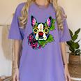 Boston Terrier In Day Of The Dead Sugar Skull Dog Women's Comfort Colors T-Shirt Violet