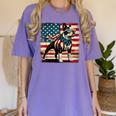 Boston Terrier Dog 4th Of July USA American Flag Patriotic Women's Comfort Colors T-Shirt Violet