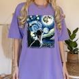 Boston Terrier Dog Art Van Gogh Starry Night Boston Terrier Women's Comfort Colors T-Shirt Violet