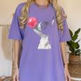 Boston Terrier Dog Blowing Chewing Bubble Gum Pink Women's Comfort Colors T-Shirt Violet
