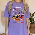 Boston Terrier Dog Christmas Happy Hallothankmas Halloween For Men Women Kids Women's Comfort Colors T-Shirt Violet