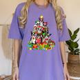 Boston Terrier Dog Christmas Tree Lights Xmas Pajama For Men Women Kids Women's Comfort Colors T-Shirt Violet