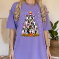 Boston Terrier Dog Christmas Tree Santa Hat Xmas Pajama Men Women Kids Women's Comfort Colors T-Shirt Violet