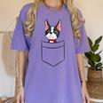 Boston Terrier Dog In The Pocket Boston Terrier For Men Women Girls Kids Women's Comfort Colors T-Shirt Violet