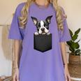 Boston Terrier Dog Puppy Dog In Pocket Cute Pet Lover Women's Comfort Colors T-Shirt Violet