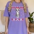 Boston Terrier Dog Santa Hat Men Kids Ugly Christmas Light Women's Comfort Colors T-Shirt Violet