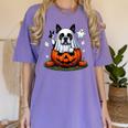 Boston Terrier Ghost Boo Halloween Kids Women's Comfort Colors T-Shirt Violet