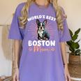 Boston Terrier Groovy World's Best Boston Mom Women's Comfort Colors T-Shirt Violet