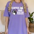 Boston Terrier Lover Coffee And Boston Terriers Women's Comfort Colors T-Shirt Violet